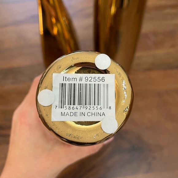 Set of 3 Shiny Gold Narrow Vases Home Decor - Picture 5 of 8